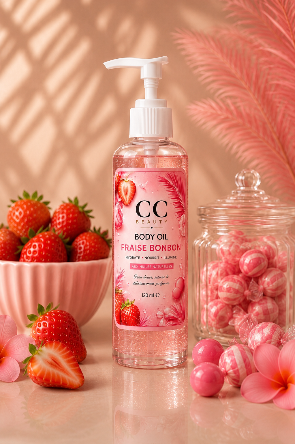 Body Oil Fraise Bonbon Pailleté| Best seller ✨